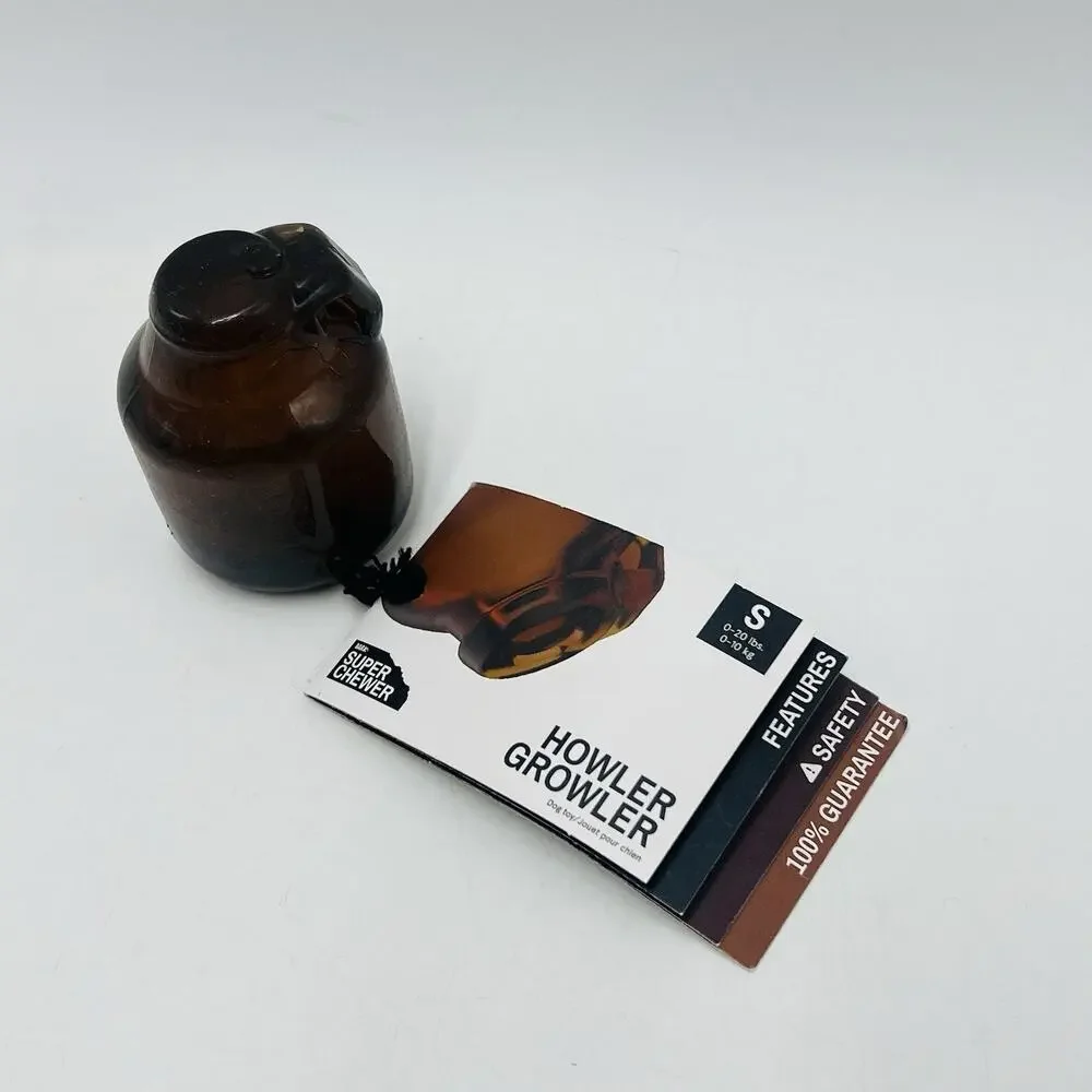 Bark Box S Howler Growler Super Chewer Dog Toy Rubber Rolls Squeaker NWT